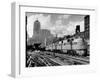 New York Central Passenger Train with a Streamlined Locomotive Leaving Chicago Station-Andreas Feininger-Framed Premium Photographic Print