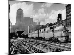 New York Central Passenger Train with a Streamlined Locomotive Leaving Chicago Station-Andreas Feininger-Mounted Premium Photographic Print