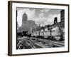 New York Central Passenger Train with a Streamlined Locomotive Leaving Chicago Station-Andreas Feininger-Framed Photographic Print