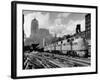 New York Central Passenger Train with a Streamlined Locomotive Leaving Chicago Station-Andreas Feininger-Framed Photographic Print