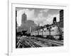 New York Central Passenger Train with a Streamlined Locomotive Leaving Chicago Station-Andreas Feininger-Framed Photographic Print