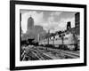 New York Central Passenger Train with a Streamlined Locomotive Leaving Chicago Station-Andreas Feininger-Framed Photographic Print