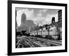 New York Central Passenger Train with a Streamlined Locomotive Leaving Chicago Station-Andreas Feininger-Framed Photographic Print
