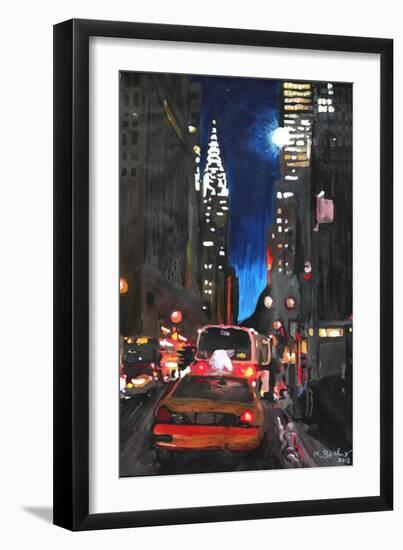 New York - Chrysler Building Street Scene-Martina Bleichner-Framed Art Print