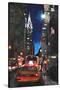 New York - Chrysler Building Street Scene-Martina Bleichner-Stretched Canvas