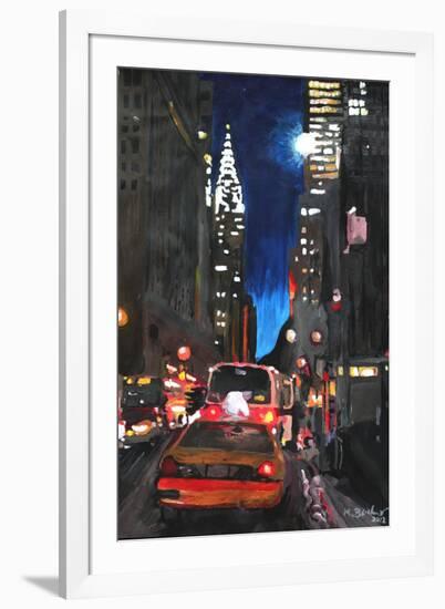 New York - Chrysler Building Street Scene-Martina Bleichner-Framed Art Print