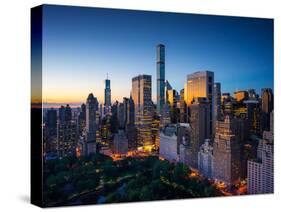 New York City - Amazing Sunrise over Central Park and Upper East Side Manhattan - Birds Eye / Aeria-dellm60-Stretched Canvas