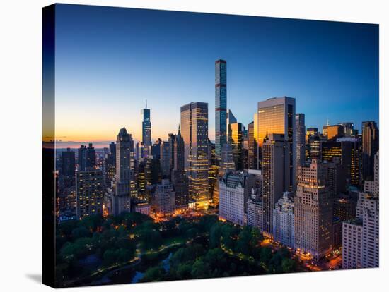 New York City - Amazing Sunrise over Central Park and Upper East Side Manhattan - Birds Eye / Aeria-dellm60-Stretched Canvas