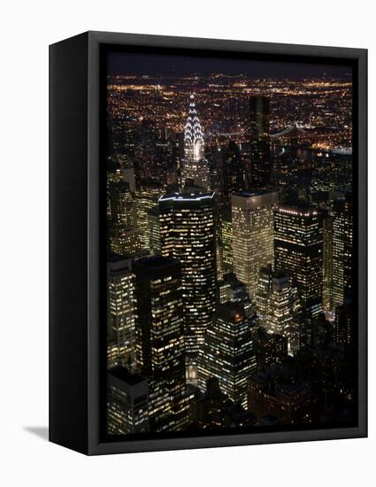 New York City at Night-Felipe Rodriguez-Framed Stretched Canvas