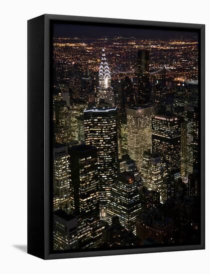 New York City at Night-Felipe Rodriguez-Framed Stretched Canvas