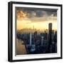 New York City - Beautiful Colorful Sunset over Manhattan Fit Sunbeams between Buildings-IM_photo-Framed Photographic Print