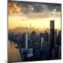 New York City - Beautiful Colorful Sunset over Manhattan Fit Sunbeams between Buildings-IM_photo-Mounted Photographic Print