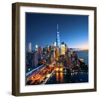 New York City - Beautiful Colorful Sunset over Manhattan-IM_photo-Framed Photographic Print