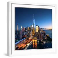 New York City - Beautiful Colorful Sunset over Manhattan-IM_photo-Framed Photographic Print