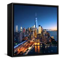 New York City - Beautiful Colorful Sunset over Manhattan-IM_photo-Framed Stretched Canvas