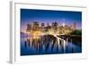 New York City - Beautiful Sunrise over Manhattan with Manhattan and Brooklyn Bridge Usa-Beatrice Preve-Framed Photographic Print