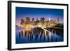 New York City - Beautiful Sunrise over Manhattan with Manhattan and Brooklyn Bridge Usa-Beatrice Preve-Framed Photographic Print