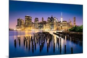 New York City - Beautiful Sunrise over Manhattan with Manhattan and Brooklyn Bridge Usa-Beatrice Preve-Mounted Photographic Print