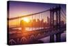 New York City - Beautiful Sunset over Manhattan with Manhattan and Brooklyn Bridge-dellm60-Stretched Canvas