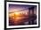 New York City - Beautiful Sunset over Manhattan with Manhattan and Brooklyn Bridge-dellm60-Framed Photographic Print