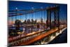 New York City - Beautiful Sunset over Manhattan with Manhattan and Brooklyn Bridge-IM_photo-Mounted Photographic Print