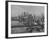 New York City Behind the Brooklyn and Manhattan Bridges That are Hovering over the East River-Dmitri Kessel-Framed Photographic Print