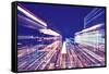 New York City Blurred Night Skyline-Maciej Bledowski-Framed Stretched Canvas