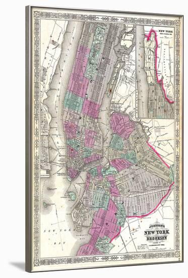 New York City & Brooklyn 1866-Johnson Wiki Common-Framed Art Print