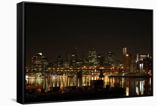 New York City Brooklyn and Manhattan Bridges Photo Print Poster-null-Framed Stretched Canvas