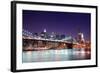 New York City Brooklyn Bridge and Manhattan Skyline with Skyscrapers over Hudson River Illuminated-Songquan Deng-Framed Photographic Print