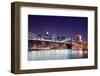 New York City Brooklyn Bridge and Manhattan Skyline with Skyscrapers over Hudson River Illuminated-Songquan Deng-Framed Photographic Print