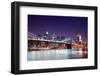 New York City Brooklyn Bridge and Manhattan Skyline with Skyscrapers over Hudson River Illuminated-Songquan Deng-Framed Photographic Print