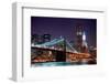 New York City Brooklyn Bridge and Manhattan Skyline with Skyscrapers over Hudson River Illuminated-Songquan Deng-Framed Photographic Print