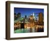 New York City Brooklyn Bridge - Downtown at Night-dellm60-Framed Photographic Print