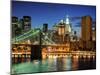 New York City Brooklyn Bridge - Downtown at Night-dellm60-Mounted Photographic Print