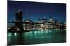 New York City (Brooklyn Bridge & Night Skyline, 2007) Photo Print Poster-null-Mounted Poster