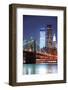 New York City Brooklyn Bridge with Downtown Skyline over East River.-Songquan Deng-Framed Photographic Print