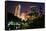 New York City Central Park at Night with Manhattan Skyscrapers Lit with Light.-Songquan Deng-Framed Stretched Canvas