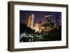 New York City Central Park at Night with Manhattan Skyscrapers Lit with Light.-Songquan Deng-Framed Photographic Print