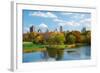 New York City Central Park in Autumn with Manhattan Skyscrapers and Colorful Trees over Lake with R-Songquan Deng-Framed Photographic Print