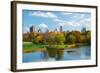 New York City Central Park in Autumn with Manhattan Skyscrapers and Colorful Trees over Lake with R-Songquan Deng-Framed Photographic Print