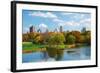 New York City Central Park in Autumn with Manhattan Skyscrapers and Colorful Trees over Lake with R-Songquan Deng-Framed Photographic Print