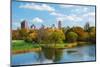 New York City Central Park in Autumn with Manhattan Skyscrapers and Colorful Trees over Lake with R-Songquan Deng-Mounted Photographic Print