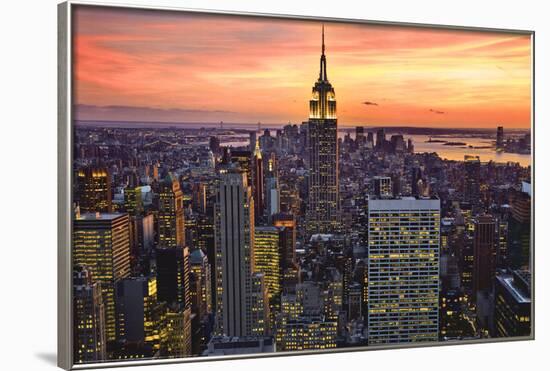 New York City (Empire State Building, Sunset) Art Poster Print-null-Framed Poster