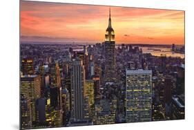New York City (Empire State Building, Sunset) Art Poster Print-null-Mounted Poster