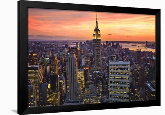 New York City (Empire State Building, Sunset) Art Poster Print-null-Framed Poster