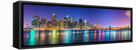 New York City Financial District Skyline across the East River-Sean Pavone-Framed Stretched Canvas