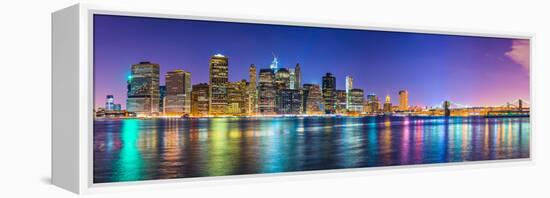 New York City Financial District Skyline across the East River-Sean Pavone-Framed Stretched Canvas