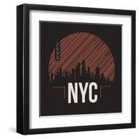 New York City Graphic, T-Shirt Design, Tee Print, Typography, Emblem.-rikkyal-Framed Art Print