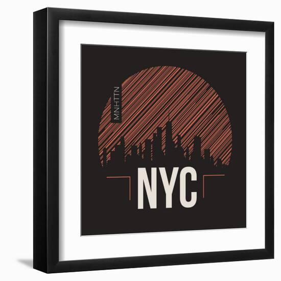 New York City Graphic, T-Shirt Design, Tee Print, Typography, Emblem.-rikkyal-Framed Art Print